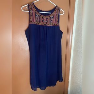 Navy Blue Embroidered Multi Color Dress